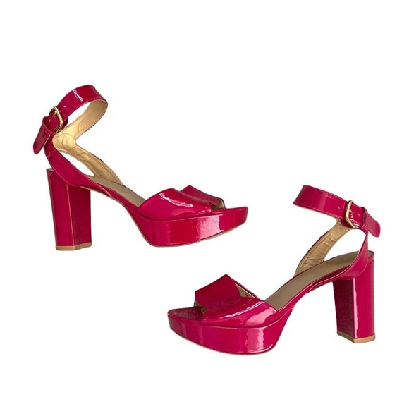 Stuart Weitzman Vibrant Hot Pink Chunky Platform Heels with Stap. Size 38. - Picture 4 of 9